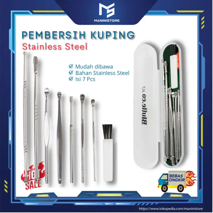 Pembersih Korek Telinga Kuping Ear Wax Picker 7 PCS Stainless Steal
