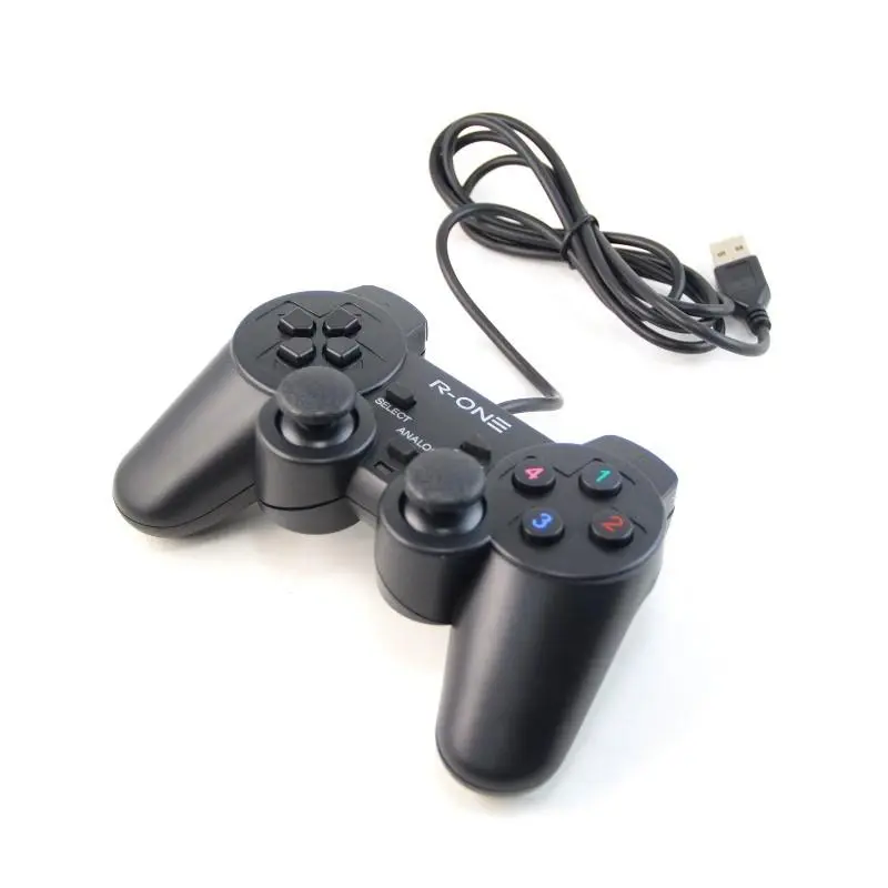 Gamepad Single Black R-One - Stik Ps USB Murah Getar Full Hitam Game Pad Joystick - Stick PC Laptop