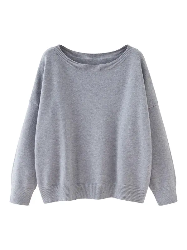 【Plus Size】 Solid Drop Shoulder Sweater, Casual Long Sleeve Scoop Neck Jumper for Fall & Winter, Women's Clothing for Daily Wear, Plus Size Clothing, Womenswear, Lady Tops 5