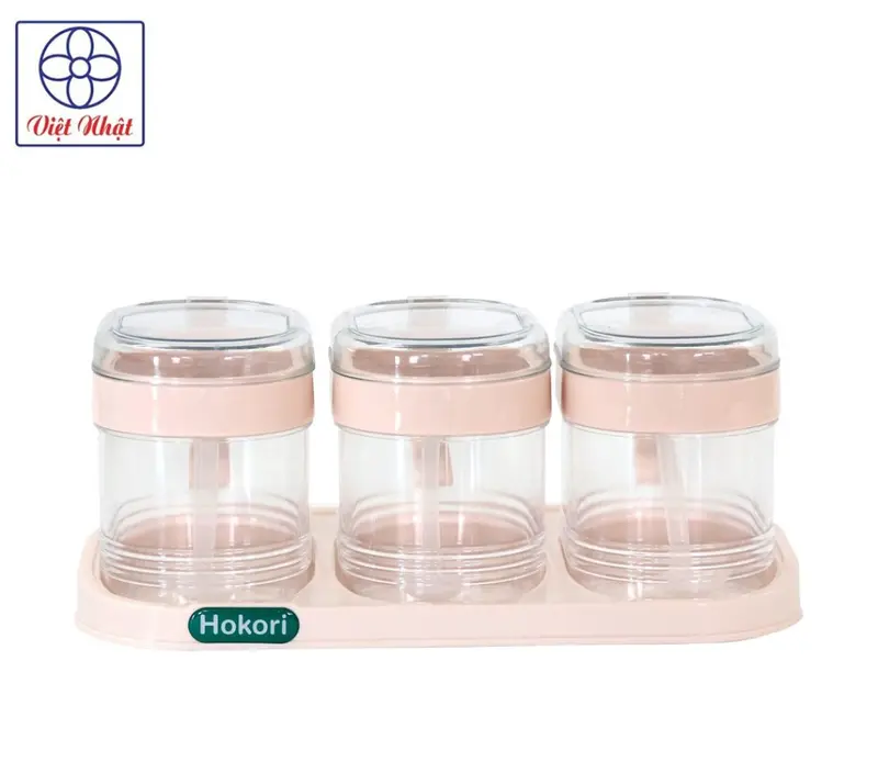 Bộ 3 lọ gia vị Hokori kèm thìa thông minh nhựa Việt Nhật (MS: 2936) 2