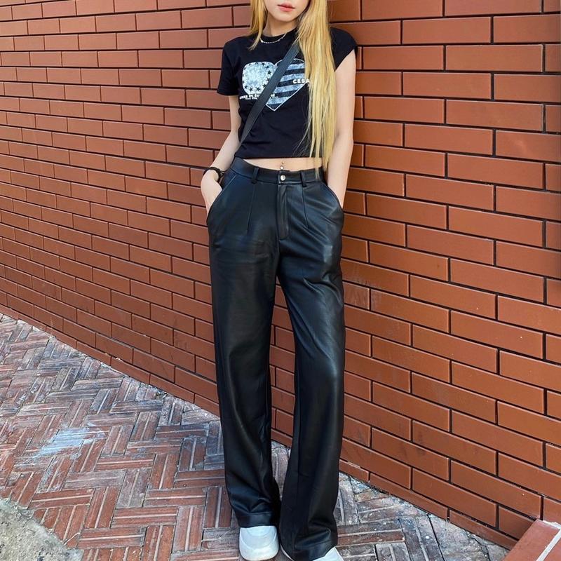 Cesar - Quần da dài ống suông Lyra