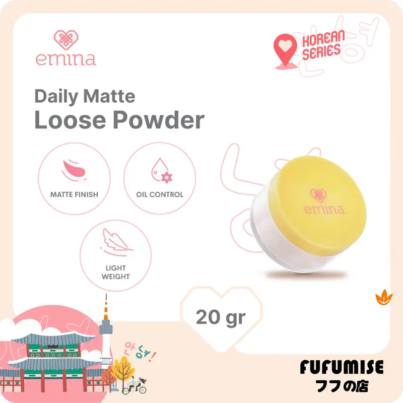 FUFUMISE | EMINA Daily Matte Series | Loose Powder 20g | Compact Powder | BB Cream | Bedak Tabur | Bedak Padat | BPOM Wajah Foundation 1