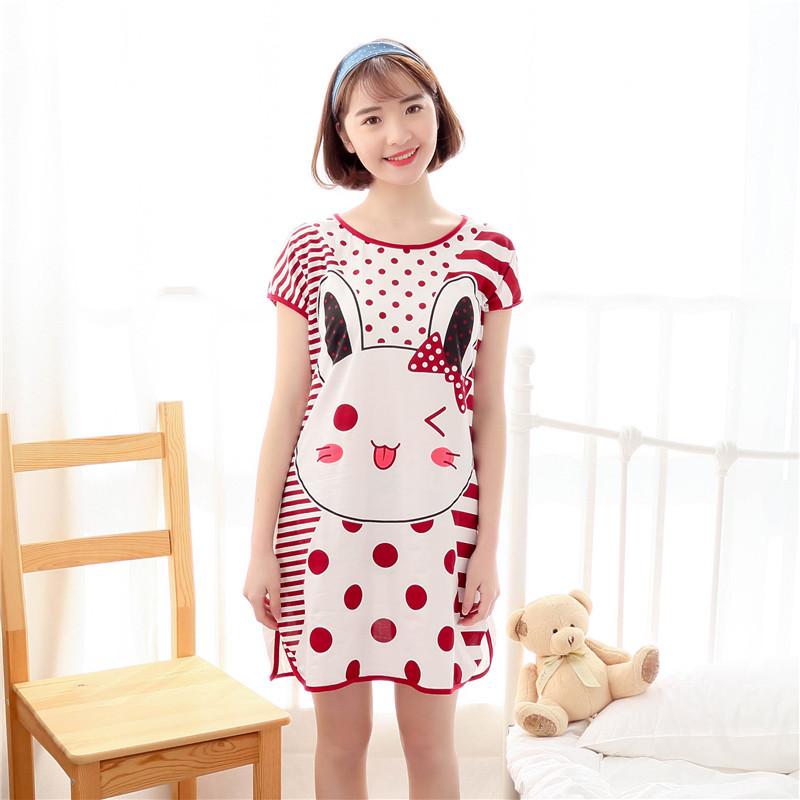 Product Introduction of Summer new cartoon variety cute women's milk silk one-piece short sleeved nightgown, home pajamas Collar Fabric 24
