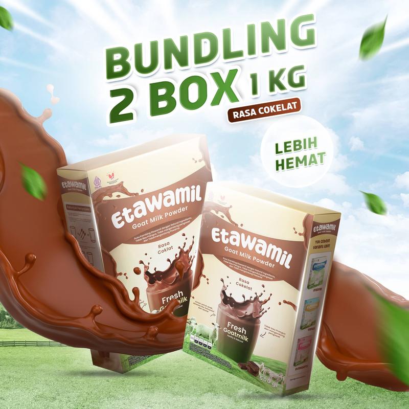 ETAWAMIL Susu Kambing Etawa Bubuk - Rasa Cokelat Enak Sehat Halal BPOM 1000 gram 1 KG Milk 1