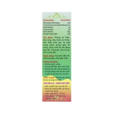 Dầu Chánh Đại điều trị phong tê thấp, đau lưng, đau nhức cơ khớp (10ml) 3
