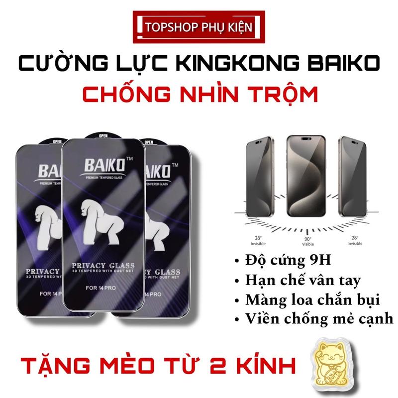 CHỐNG NHÌN CHỘM-CHÍNH HÃNG Kính Cường Lực KINHKONG BAIKO iPhone Chống Nhìn Trộm - Phủ Nano Cảm Ứng Trơn Mượt - Bảo vệ Màn Hình - Có Màng Loa Bảo Vệ Phụ Kiện cuong luc