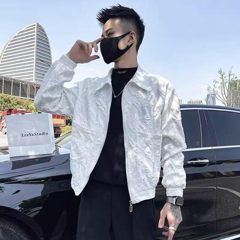 Áo Khoác Jacquard, Thương Hiệu Thời Trang Hợp Xu hướng Dành Nam, Thời Trang Mới 2023, Đẹp Trai Và Thường Ngày, Áo Dễ Phối Đồ Thích Hợp MùXuân Và MùThu, Dáng Ôm, Thương Hiệu Thời Trang Menswear Jacket Có Cổ Có Túi 6