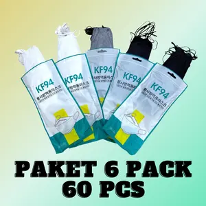 CIABBI 60 PCS / 6 PACK PAKET HEMAT BUNDLE USAHA MASKER KF94 KF 94 PACK KOREA 4PLY 4 PLY WARNA HITAM PUTIH DISPOSABLE MASK DEWASA 3052