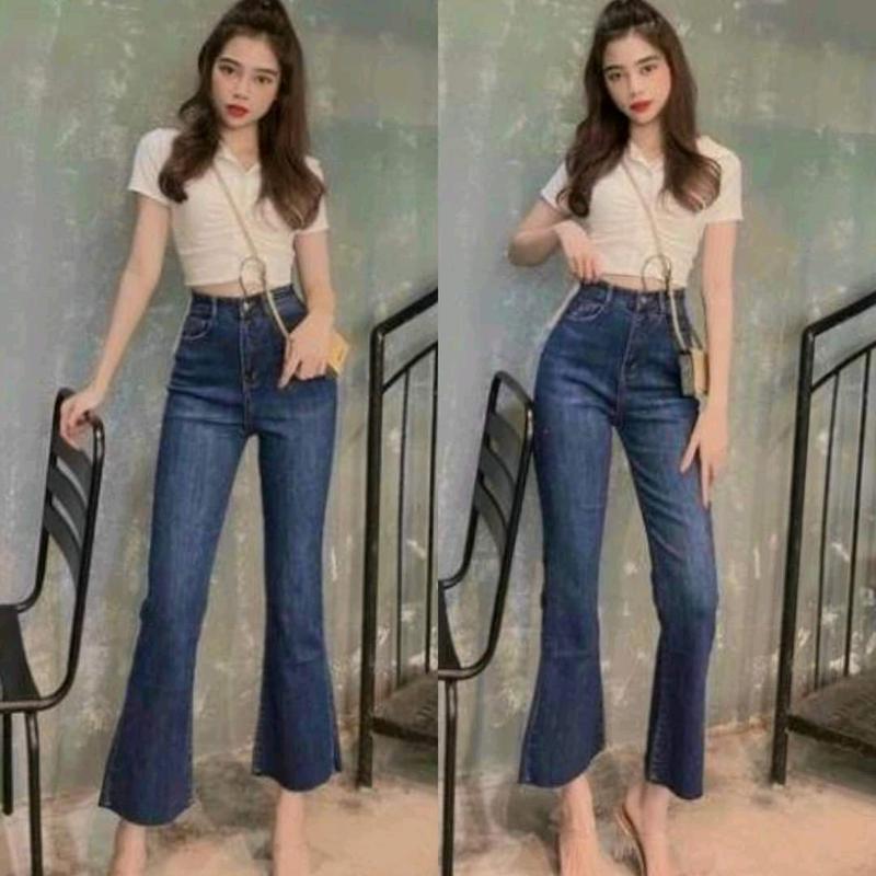 Quần jean loe 9 tấc cắt lai dài 90cm (q1)