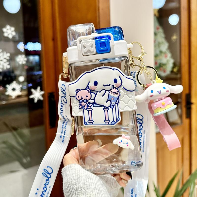 Product Introduction of Sanrio Tritan Plastic Water Cup Double Drink Kids Water Bottles Portable Tumbler  Mug With Straw  School Day Birthday Gift  Kuromi Cinnamoroll Hellokitty Reusable Bottled Drinkware Washable 15
