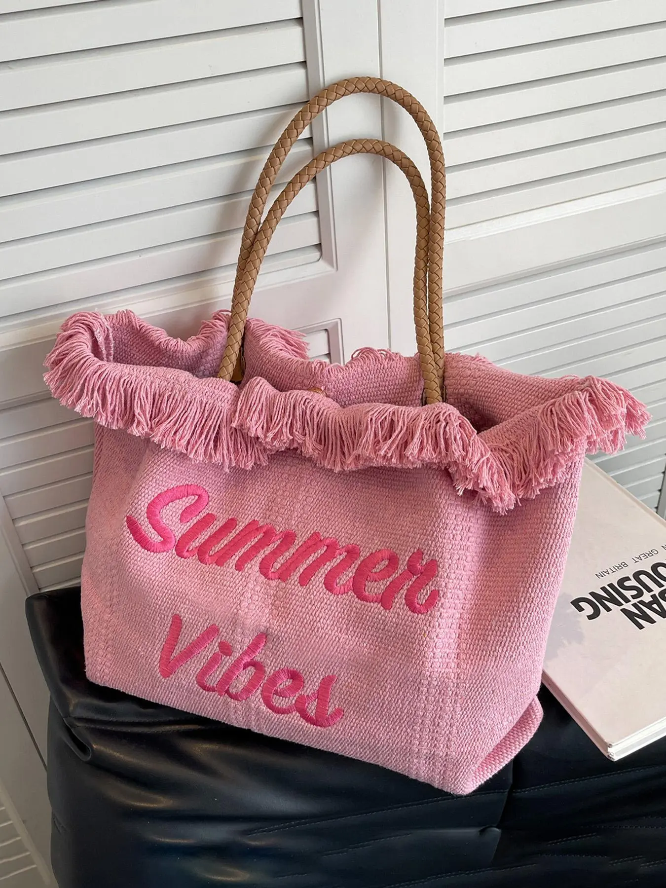 Fashionable Letter Pattern Tote Bag, Large Capacity Shoulder Bag for Women & Girls, Casual Trendy Versatile High-quality Daily Commuting Bag, Girl Fashionable Shopping Bag