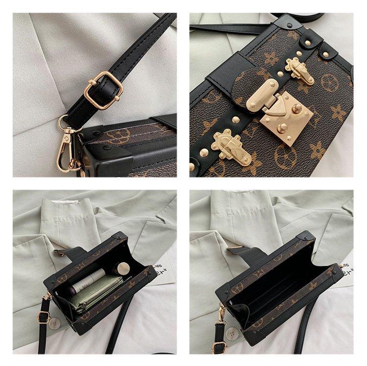 Product Introduction of Vintage Print Women's Box Bag High-Value New Light Luxury Niche Makeup Bag Small Square Bag Single Shoulder Crossbody Bag 1