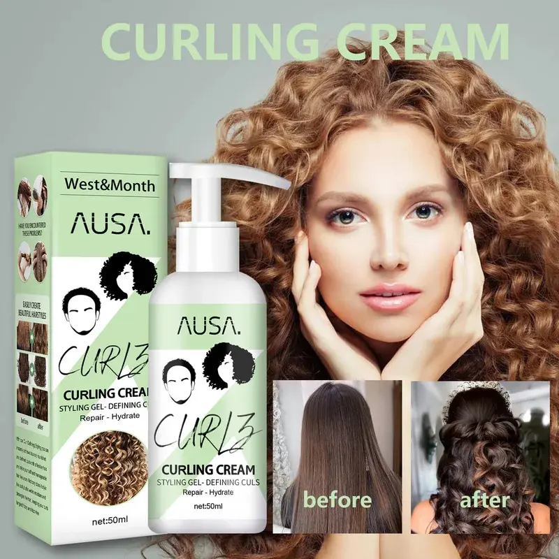 50ml Hair Curling Cream Anti-Frizz Bouncy Resilient Enhancer Styling Lotion Prevent Hair Breakage Smooth Moisturizing Hair Care Gel Haircare Moisturizer Moisturize Moisture