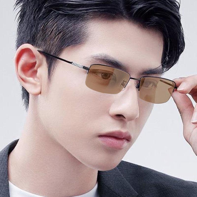 Kính cận thị Photochromic Phong cách kinh doanh Kính cận thị Kính cận thị Kính cận thị 0-600 độ Kính râm cận thị nửa khung