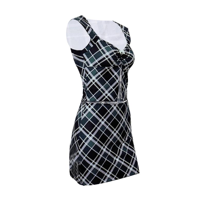 Product Introduction of Trang Phục 2 Mảnh Cho Nữ, Áo Ba Lỗ Xẻ Tà Kẻ Sọc Cổ Điển Và Váy Mini, Thời Trang Đường Phố Mùa Hè, Quần Áo Thẩm Mỹ 42