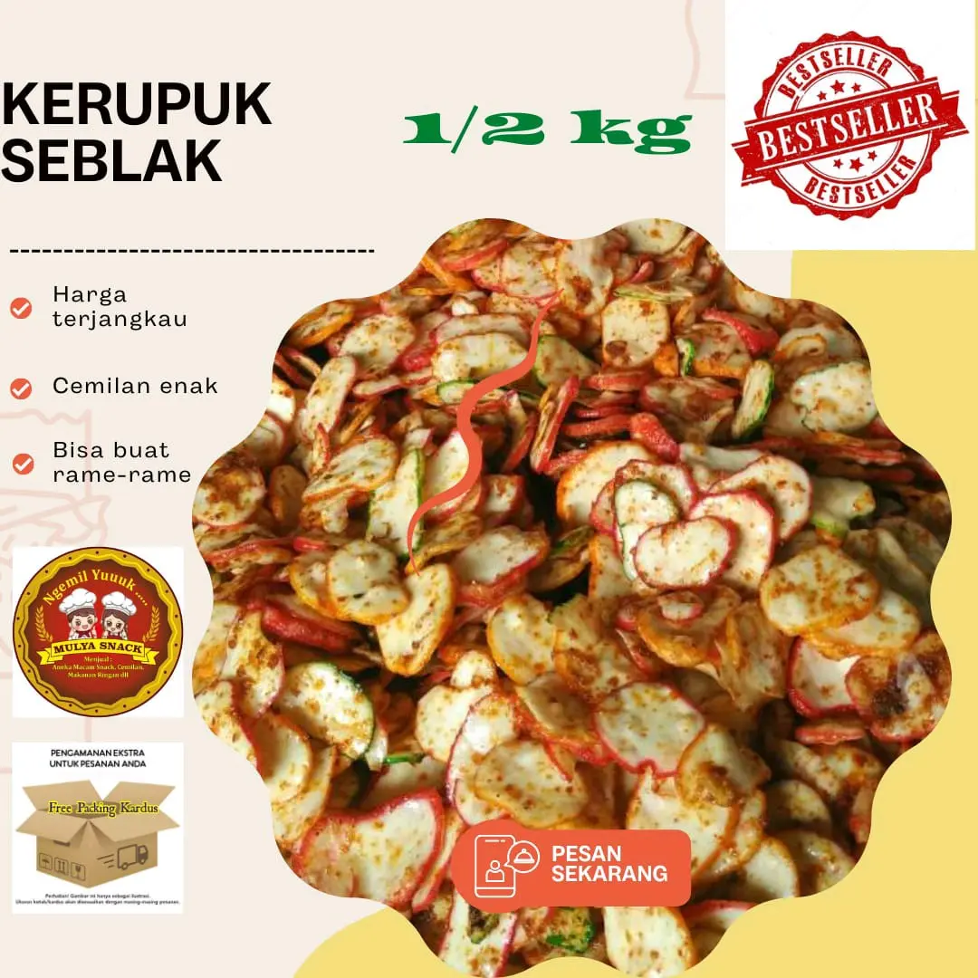 Kerupuk seblak pedas 500 gram Food Snacks Cemilan