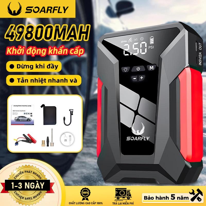 Bộ Kích Bình Bơm Lốp Ô Tô Xe Máy 4in1 SOARFLY 12V pin 99800mAh Vừa Bơm Lốp Sạc Dự Phòng Và Đèn Pin Chiếu Sáng