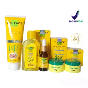 Paket Cream Temulawak The Face[ Facial Foam 5in1] Original Mencerahkan Muka Memutihkan Perawatan Lightening Wajah free masker hanasui 2pcs
