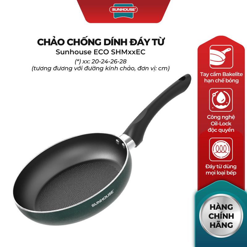  Chảo chống dính đáy từ Sunhouse ECO SHM20EC - SHM24EC - SHM26EC - SHM28EC - Công nghệ Oil Lock chống cháy cục bộ 