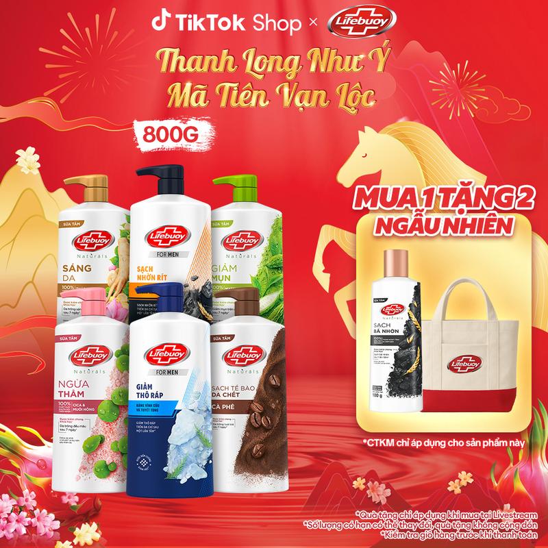 FS Sữa Tắm Lifebuoy Detox Chiết Xuất Matcha & Khổ Qua Hỗ Trợ Da Khỏi Vi Khuẩn Gây Mụn Chai 800g - Cho Nam & Nữ 3