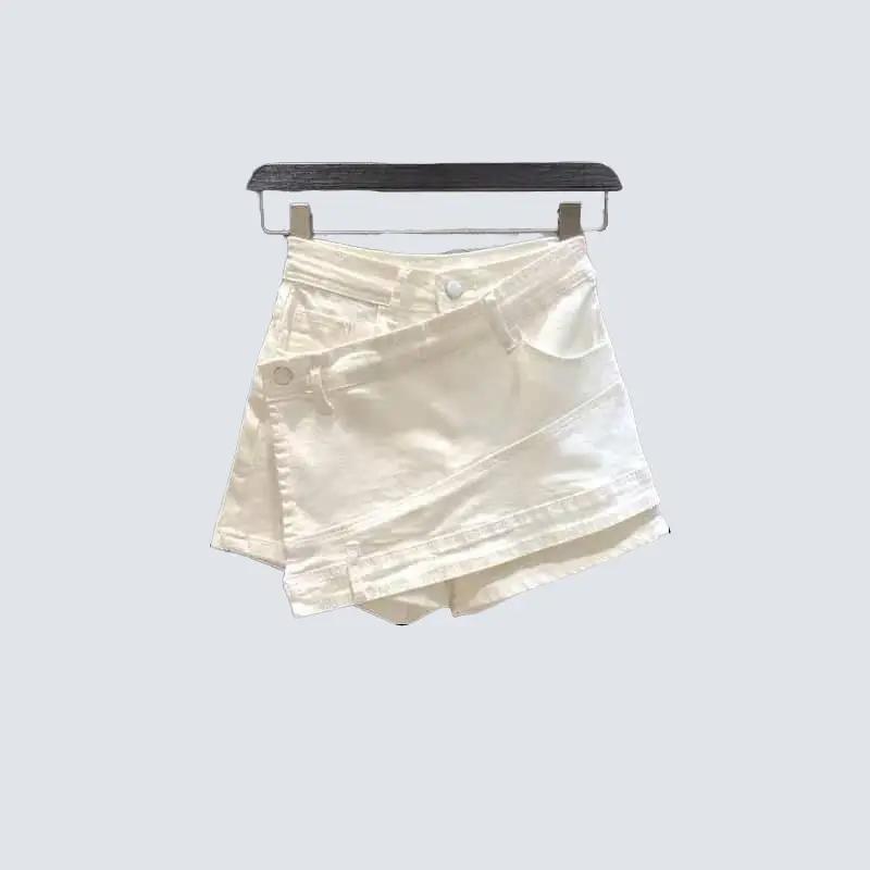 Quần Giả Váy Vạt Chéo Quần Short Váy Chữ A Kaki Nữ Dáng Ngắn Mặt Trước Đắp Chéo Tà Beveda Women Khuy