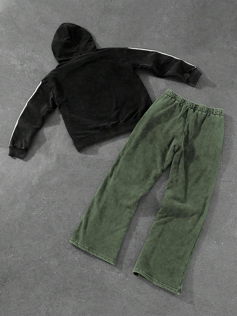 Product Introduction of Two-piece Set Men's Zip Up Hoodie & Sweatpants, Regular Fit Casual Long Sleeve Hooded Sweatshirt & Jogger Pants for Spring & Fall, Fashion Men's Two-piece for Daily Wear, Going Out Outfits, Cotton 8