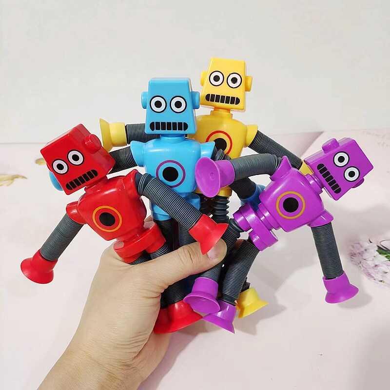 Product Introduction of 2pcs lot Suction Cup Telescc Robot Shape Stretch Tube Giraffe Educational Decompression Anti stress Squeeze Toy 6