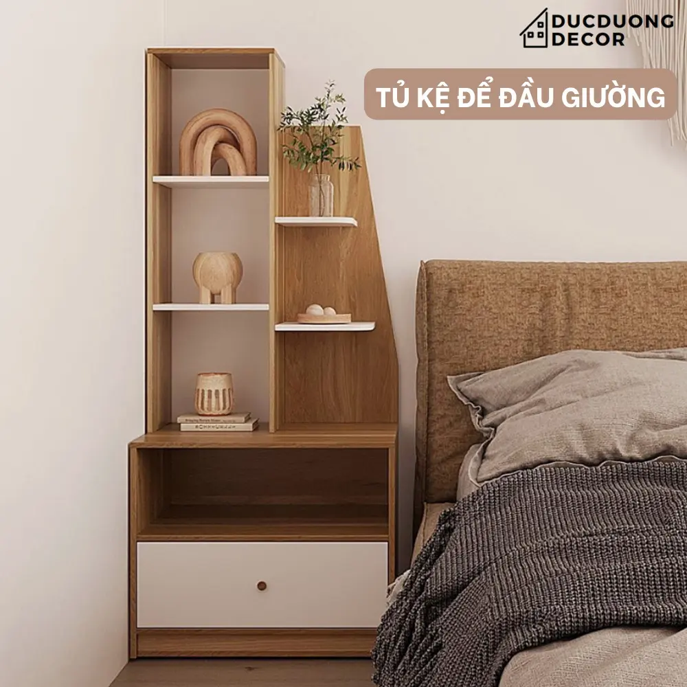 Kệ Tủ Đầu Giường mẫu mới 2023, thiết kế hiện đại phù hợp nhiều không gian - Gỗ MDF cao cấp chống nước, chống xước
