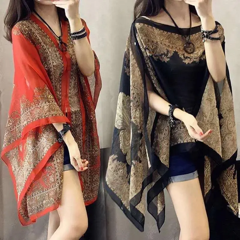 1pc Fashion Woman Scarf Shawl Beach Cover-Ups Blouses Sun Protection Cardigan Summer Beach Holiday Cardigan Women Long Blouses Tops Womenswear Coats Jackets Lingerie