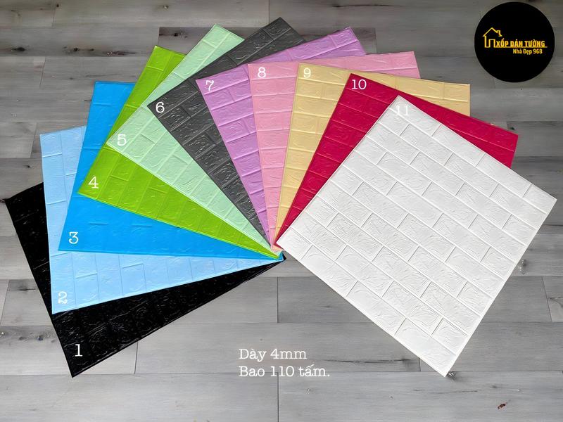 50 tấm xốp dán tường 70*77 cm , Combo miếng xốp giả gạch đủ màu KT lớn 70*77 cm