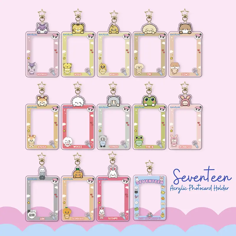 SEVENTEEN S.COUPS WOOZI MINGYU Cartoon Card Insertion Frame Keychain Backpack Pendant Card Holder