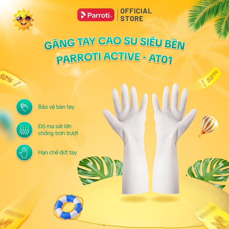 [SALE HÈ] Găng tay cao su siêu dai rửa chén bát không mùi hôi, chống nước, chống chất tẩy rửa , Bảo vệ da tay Parroti Active - AT01