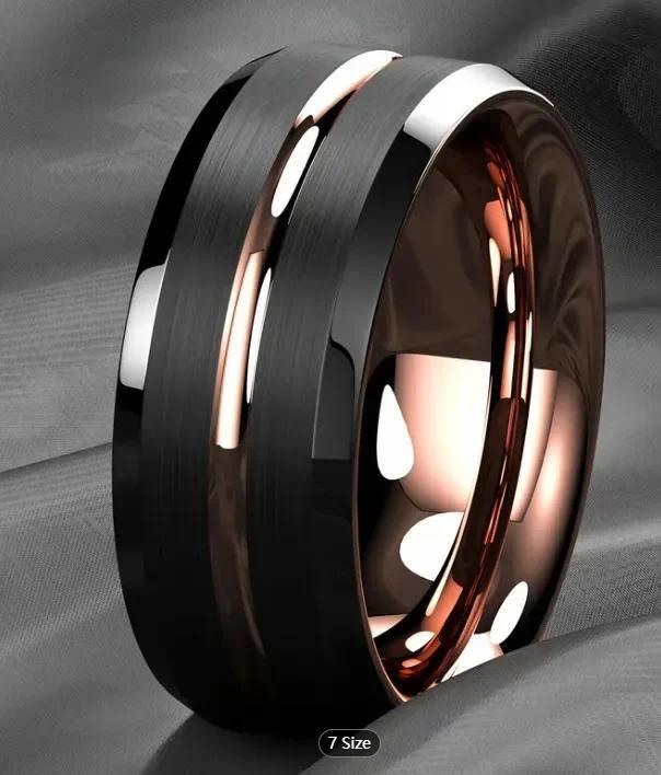 Product Introduction of New Fashion 8mm Stainless Steel Rings for Men Women Black Purple Groove Men Promise Rings 반지 Wedding Party Jewelry Кольца 16