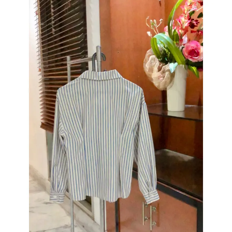 FADFAD Atasan Kemeja Putih Pinggang Lengan Panjang Lentera Desain Baru slim fit untuk Wanita 2