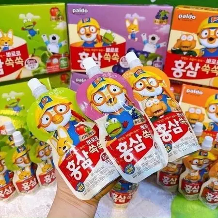 Nước Hồng Sâm baby Hàn Quốc Hộp 10 túi nhỏ 100ml (3 vị:việt quất,Cam,Táo)