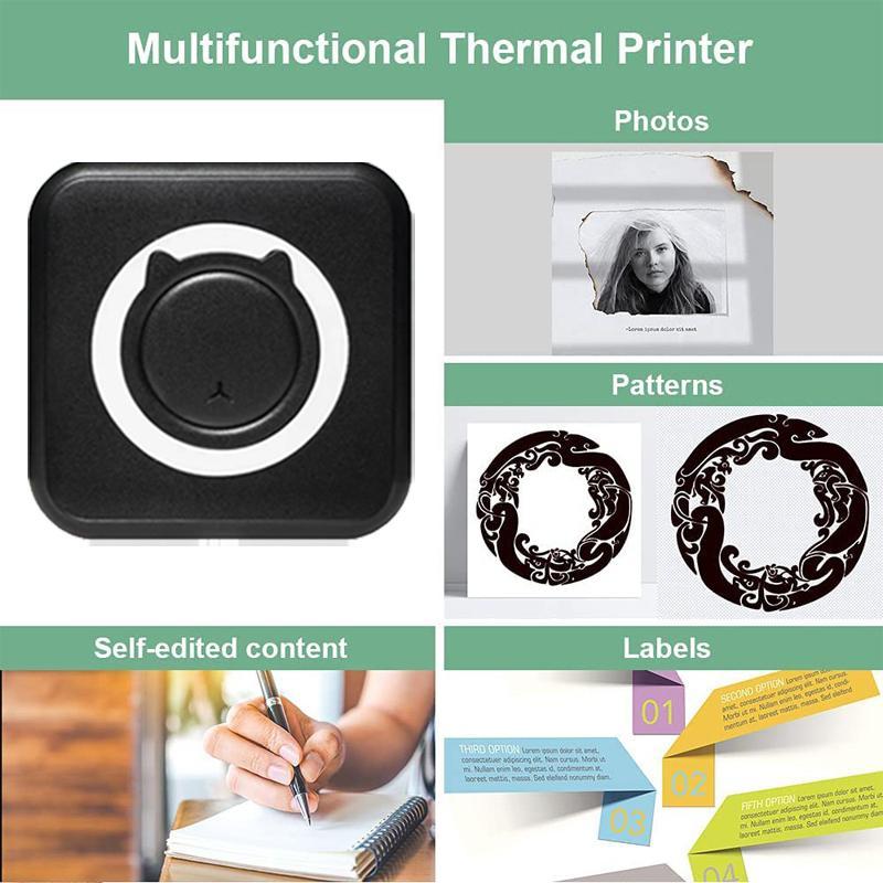 Portable Thermal Printer, 1 Count USB Rechargeable Wireless Label Printer with 1 Roll Print Paper, Bluetooth-compatible Label Maker for Home, School, Office 3
