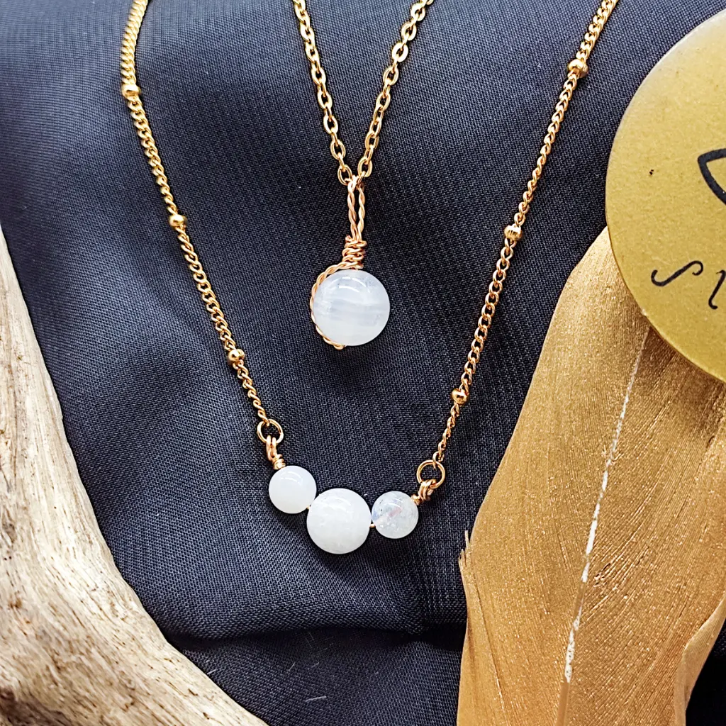Moonstone HQ Necklace (Stone of Feminine Power) Strong Flash Moonstone Pendant Crystal Necklace PDT-ASR