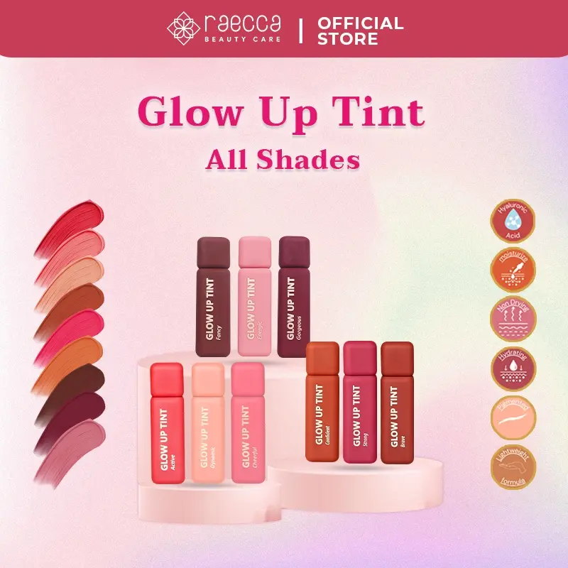 Glamoire - RAECCA GLOW UP TINT LIP CREAM LIPTINT New Shade/ Partner Resmi Raecca Lip Tint 5.5ML Beauty Care BPOM 1