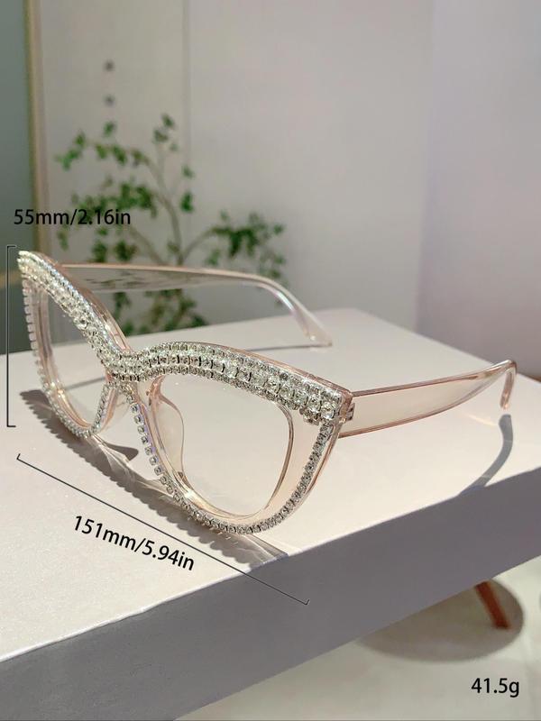 Women's Elegant Rhinestone Decor Cat Eye Frame Eyeglasses, Trendy Vintage Eyeglasses, Chic All-match Fashion Accessories for Daily Use 1