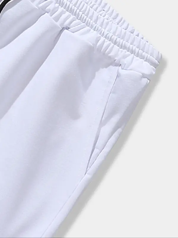 Men's Regular Fit Solid Color Striped Trim Shorts, Casual Comfy Breathable Shorts for Summer, Men's Bottoms for Daily Wear 3