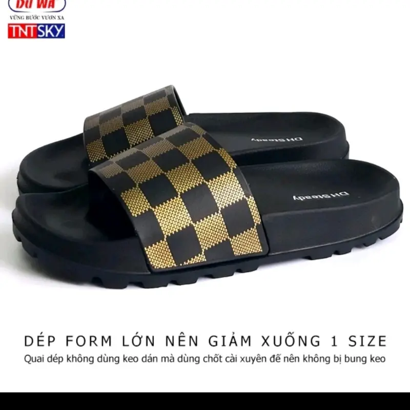 dép caro quai ngang nam nữ siêu nhẹ hàng DUWA chính hãng Đế Bằng 2