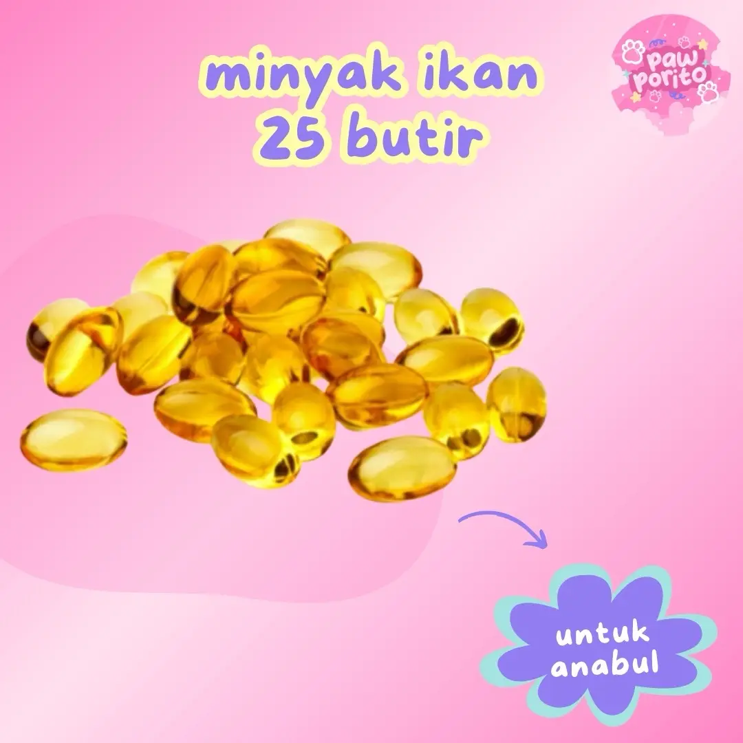MINYAK IKAN FISH LIVER OIL OMEGA VITAMIN BULU KUCING DAN ANJING 25 BUTIR