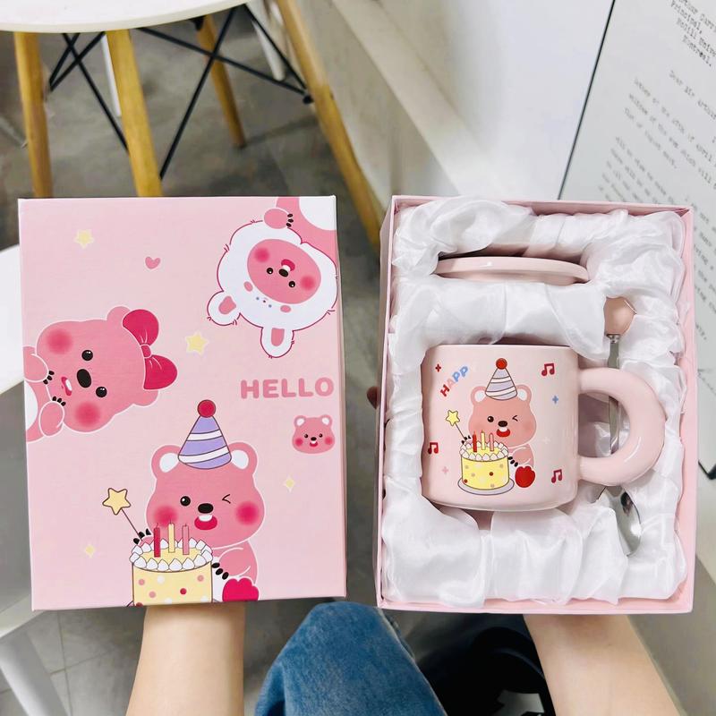 quà tặng Ly sứ uống nước hình Loopy 400ml quà tặng cho bạn Hộp quà cao cấp+túi HLB 03