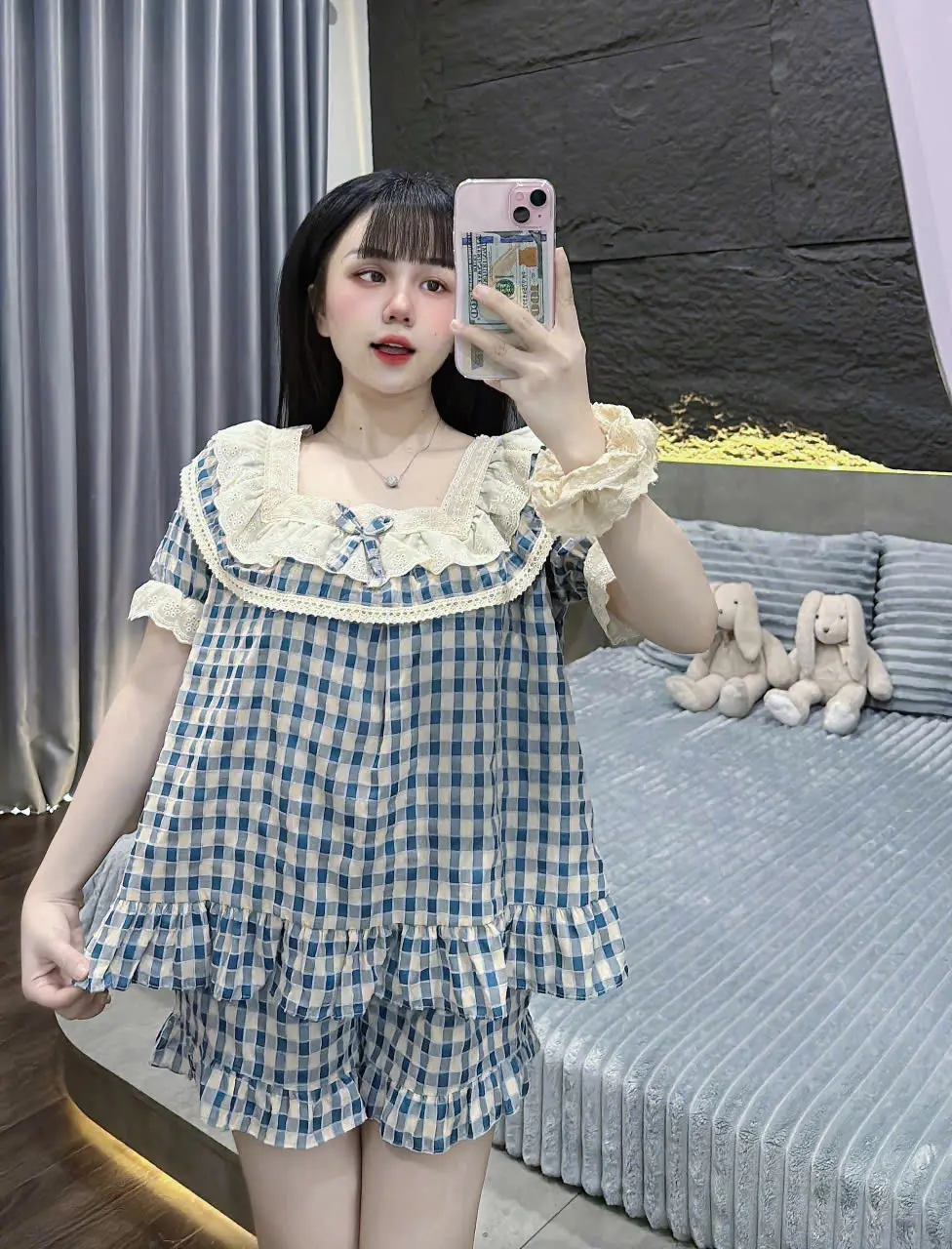 Bộ đũi pizama tiểu thư tay côc, quần cộc mềm mát, hàng đẹp may kỹ