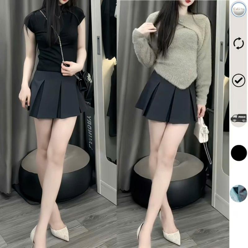 Chân Váy Xếp Ly Bản To Dáng A Ngắn Chất Kaki Mềm Ép 2 Lớp Dày Dặn có Quần Bảo Hộ THUS5322 4