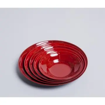 Dĩa Nhựa Melamine Sâu Lòng 2 Lớp Đỏ Đen 1