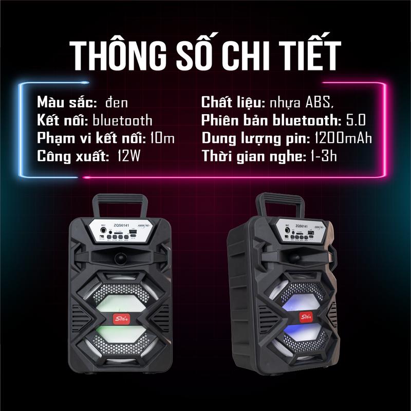 Product Introduction of [KÈM MICRO] Loa Bluetooth ZQS-6141 Công suất lớn, Có thể karaoke ngoài trời, Hỗ trợ đèn led nhấp nháy theo nhạc 1