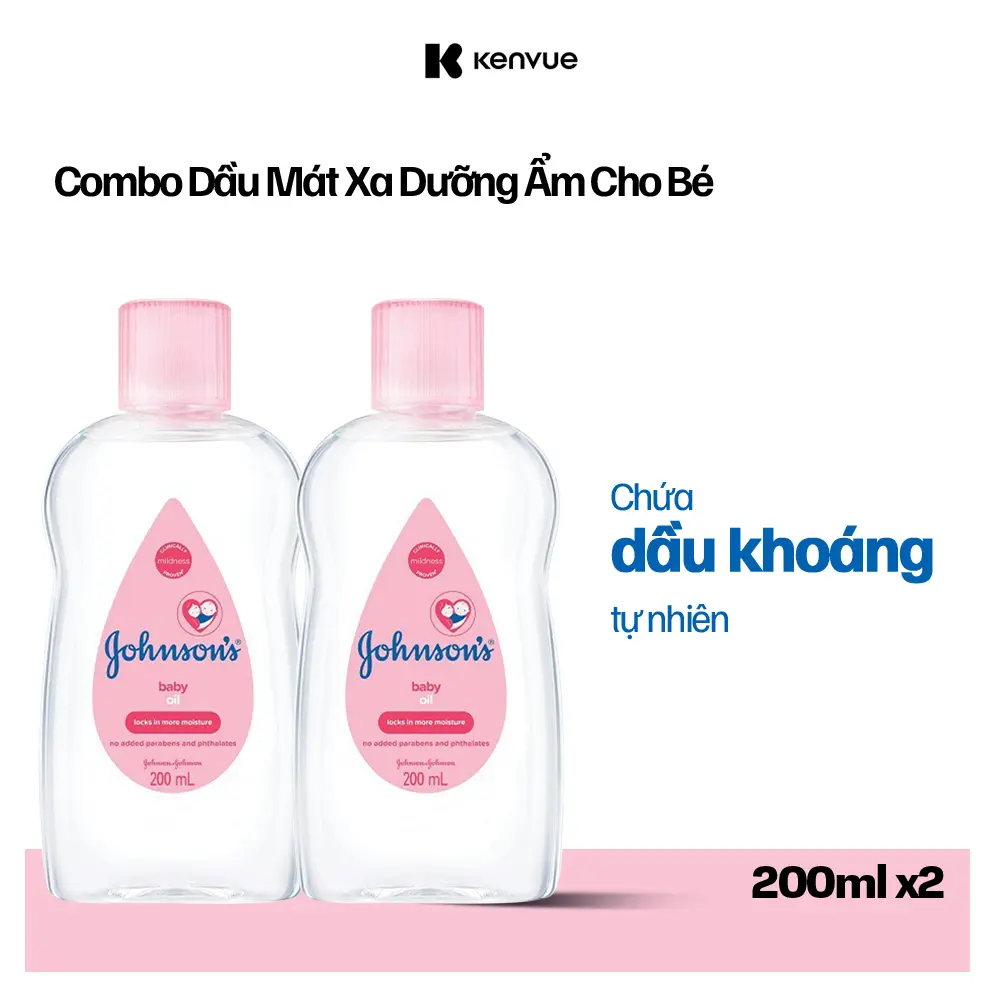 Dầu mát xa Johnson's Baby Oil 200ml - Cho Bé | Nhiều công dụng