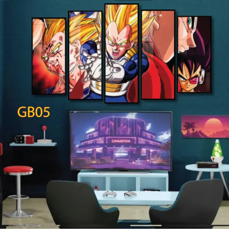 Bộ Tranh 5 Tấm Dán Tường Dragon Ball Cán Fomex 5mm Cao Cấp Chống Móp Méo, Trầy Xước Tặng Kèm Keo Dán Sẵn Treo Tường Phòng Khách 4