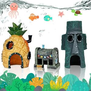 Adornos para Pecera de Figuras Simuladas de Resina Casa de Piña Decoración de Pecera Accesorios para Pecera Diseño de Paisaje